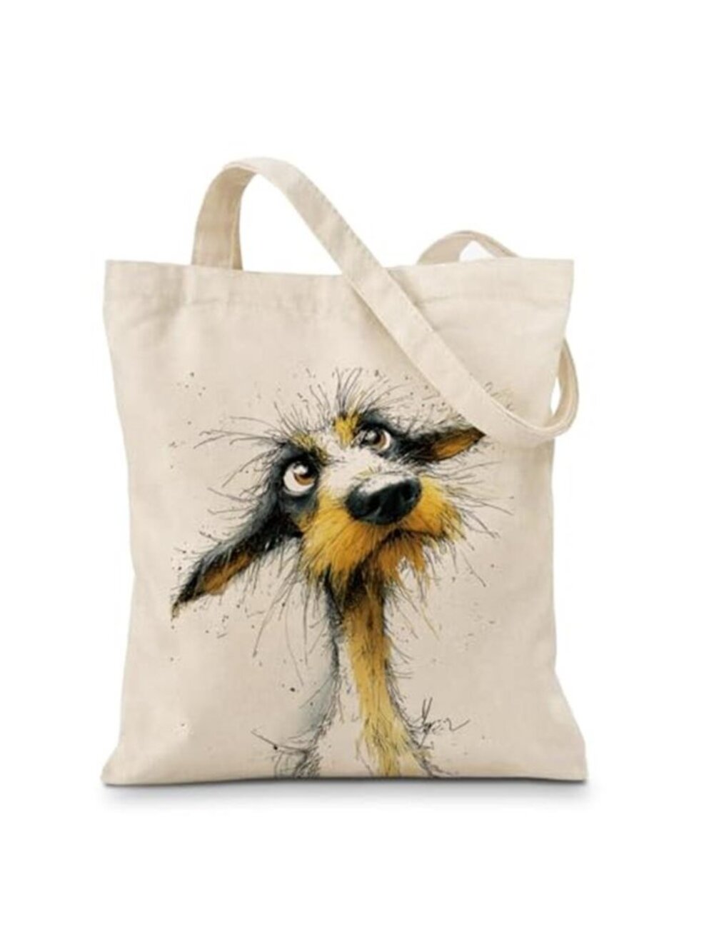 Funny Scruffy Dog Canvas Tote Bag for Women Cute Pet Reusable Shoulder Tote Bag